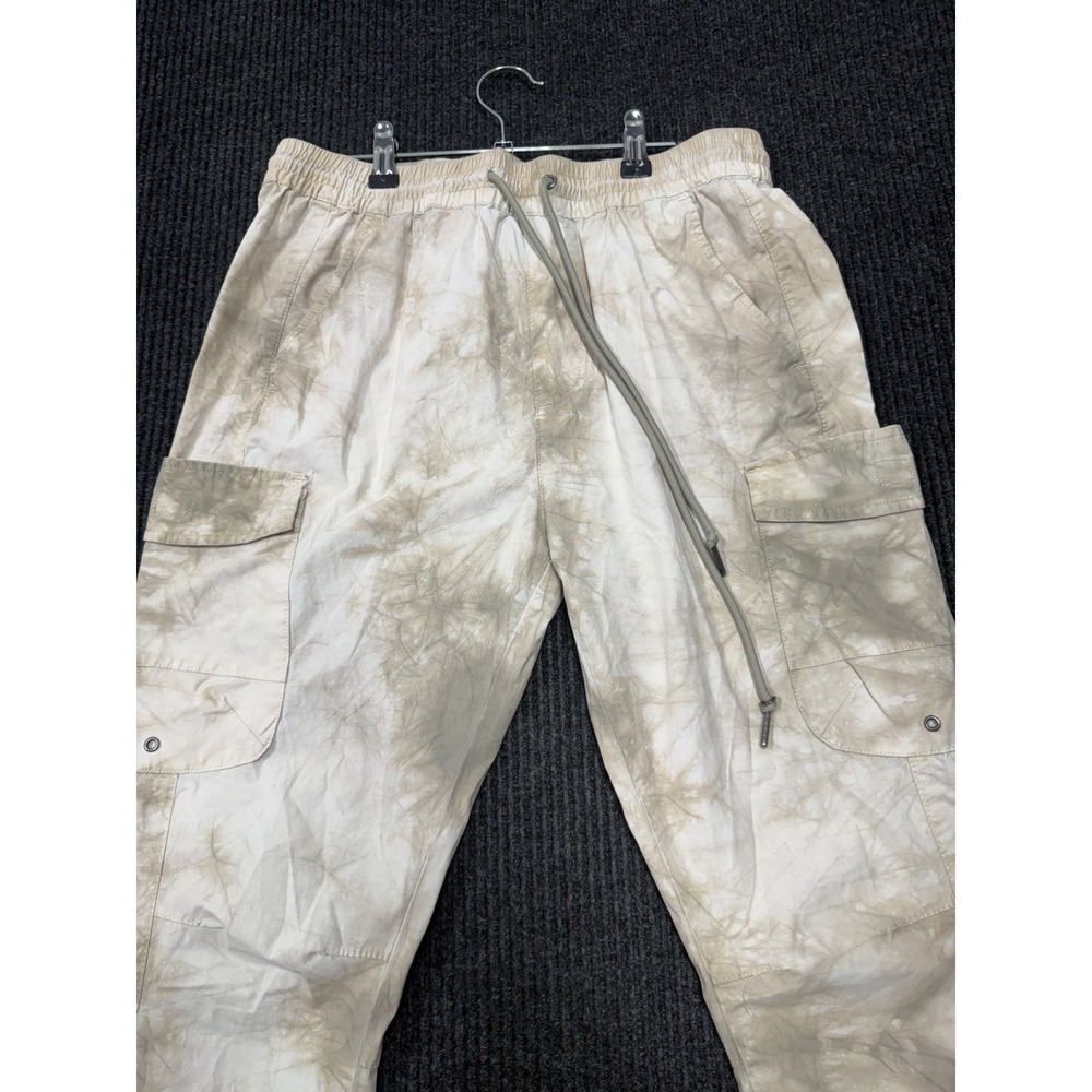PacSun Cargo Pants Men's Medium Tie Dye Beige Cream Drawstring Utility Y2K